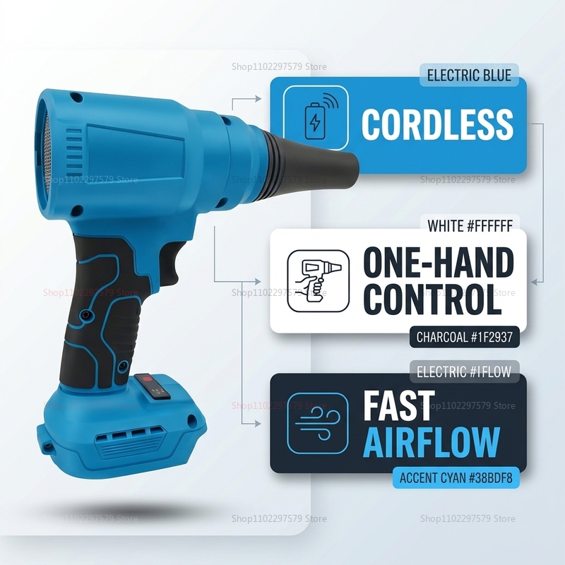 Power Tools In Workshop - Soffiatore Elettrico Senza Fili 18V Brushless,